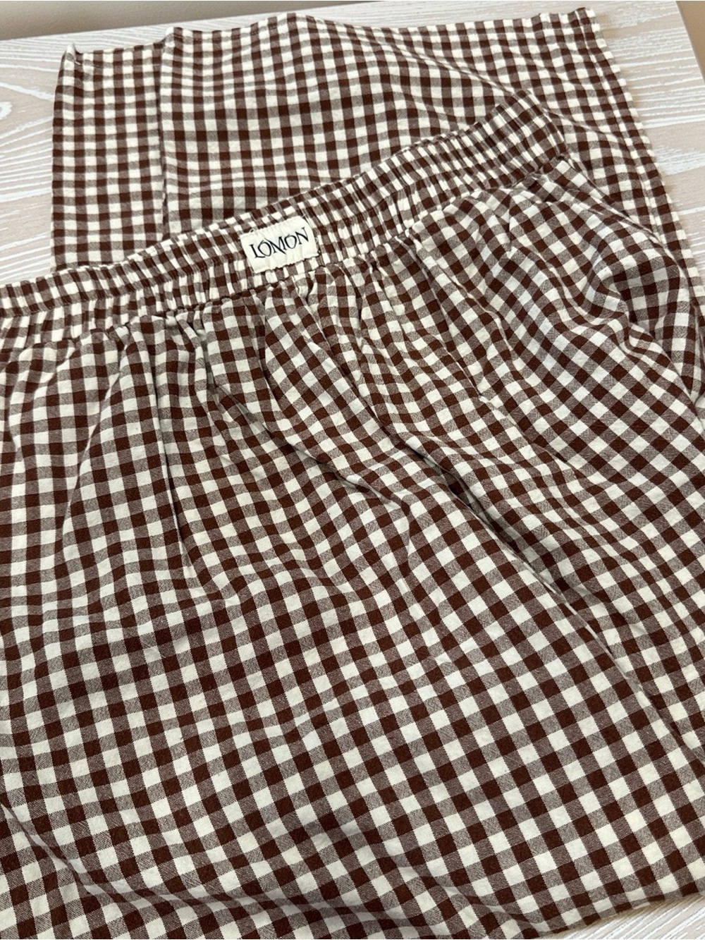 Cropped Gingham Pull-On Bottoms